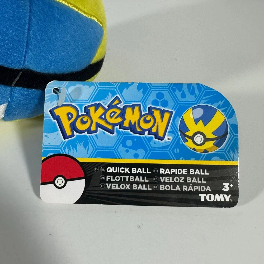 Pokemon TOMY Quick Ball Plush Blue Yellow Poke Ball Toy T19306 NWT 2017‎